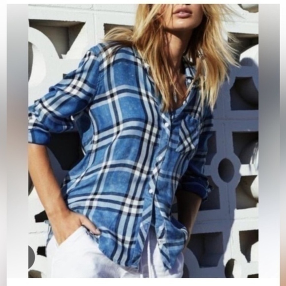 Rails Hunter Lapis White Black Blue Plaid